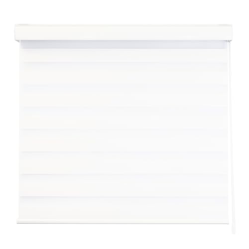 DecoKing Persiana para Ventana Sheer Elegance Enrollable Horizontal 100cm ancho x 180cm alto alto Hecha en México Blanco Estilo Moderno Doble Vista Ideal para...