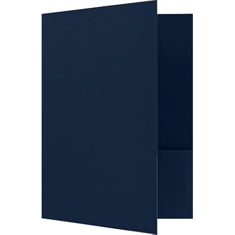LUXPaper 9" x 12" Presentation Folders | Two Pocket | Nautical Blue Linen | 100lb. Cover | 25 Qty Cover