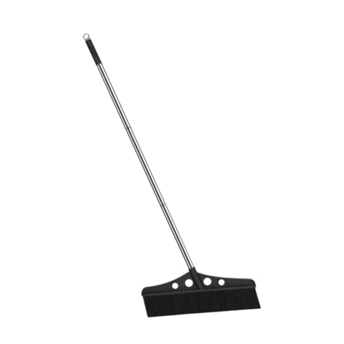 minkissy Heavy Duty Outdoor Broom Wide Detachable Broom for Garden Deck Scrub Brush with Long Handle Push Broom Black Cleaner Broom for Patio