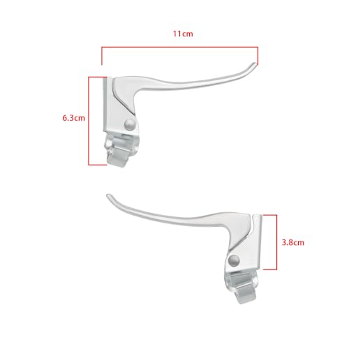SG Store 1 Pair Metal Bicycle Brake Handle Silver Vintage Bicycle Brake Levers Bicycle Metal Clutch Brake Handle Replacement Part for Diameter 22mm Handlebars