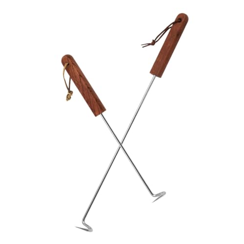 Happyyami 2pcs Stainless Steel Meat Hook BBQ Food Flipper Meat Hook for Grilling Steak Flipper Easy Handling