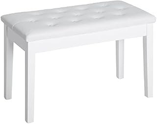 HOMCOM Faux Leather Piano Stool Makeup Dressing Stool Bench Dressing Table Seat with Storage 76x36x50cm,White