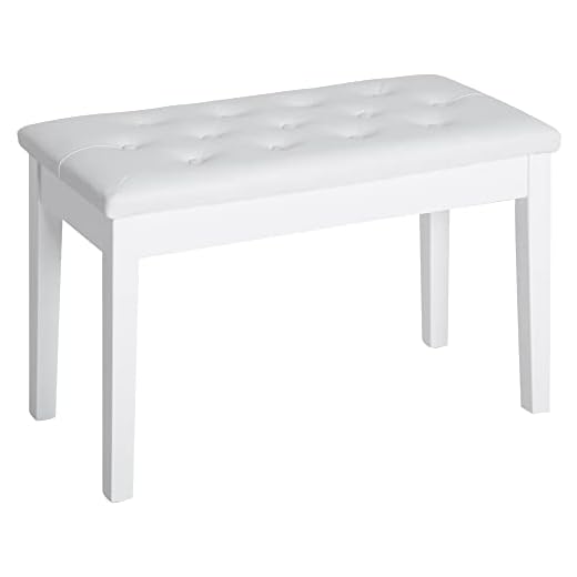 HOMCOM Banco de Piano con Almacenamiento, Banqueta de Piano con Asiento de Cuero Sintético, Patas de Madera, Carga Máxima 200 kg, 76x36x50 cm, Blanco