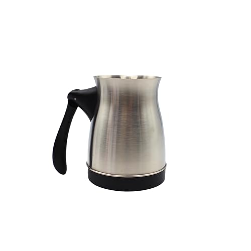 Shov Türkischer Kaffeekocher | Kabelloser Mokkakocher elektrisch | 5 Tassen (450ml), 600W | Edelstahlgehäuse, 360° drehbar, Überhitzungsschutz | Traditionelle Cezve für Türkischen Kaffee