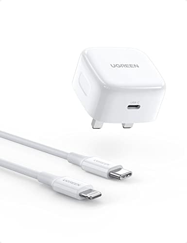 UGREEN USB C Charger Plug with 1M Lightning Cable PD Fast Type C Power Adapter Compatible with iPhone 14/14 Pro/14 Pro Max/13/13 Pro Max/12, iPad Pro/Air, AirPods, Galaxy S22/S21, Pixel 7/6, iWatch