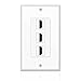 TNP HDMI Wall Plate (3 Port, White) HDMI Socket Plug Insert Jack Outlet Panel Mount Support 4K 60Hz HDR 1080P 3D Ethernet Built in High Speed Cable Extension Coupler for Projector & Home Theater