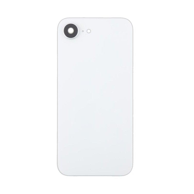 Vitre arrière compatible iPhone 16e blanche pour remplacer un dos fissuré avec lentille photo