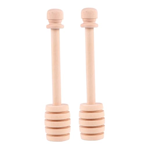 Beaupretty 8個 木製はちみディッパースティック 食品 塗装 軽量で持ちやすいリング型ヘッド付き 蜂蜜 ジャム シロップ撹拌用 ミルク 再利用可能