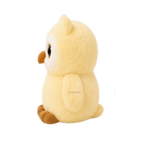 Image of Shiny Owl Soft Toy for Girls Boys Kids,Butter,Owl with Glitter Eyes Animal Plush Stuffed Baby Teddy Gift Birthday, 23 cm