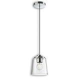 LUXWELL Modern Bubble Glass Pendant Light, 6'x6'x7.5' Rain-Drop Glass Hanging Fixture with Chrome Finish Base, Adjustable 15'-72' Cord, E26 Socket for Dining Room, Vanity Area, or Bar – Frosted Chrome