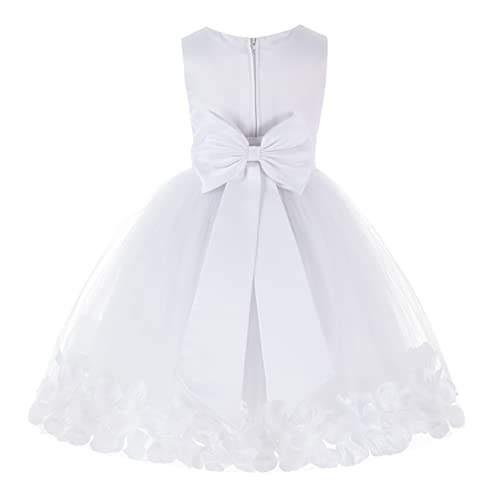 White Tulle Rose Petals Flower Girl Dress Tulle Dress Christening Dress 302T 4