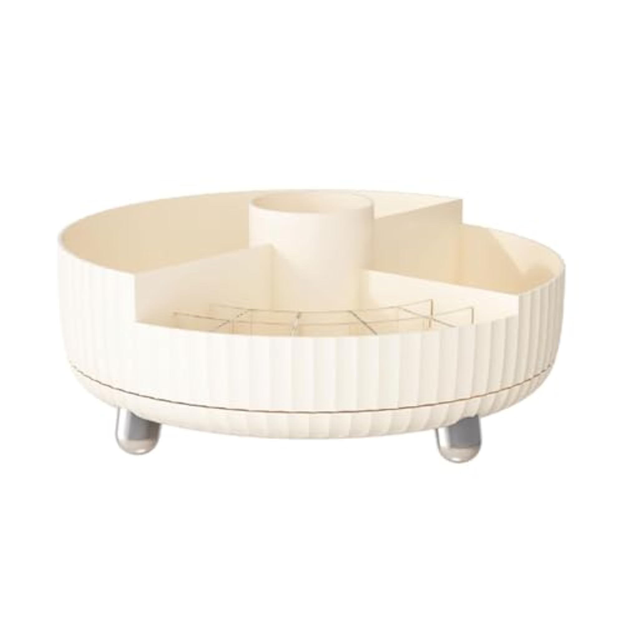Cosmetic Organizer Display Case for Vanity, Cream White
