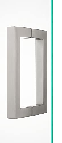 Rockwell 8" Back To Back Square Pull In Brushed Nickel Finish For Heavy Glass Frameless Shower Doors, Durable Commercial & Residential, Door Hardware, Door Handles, Locks #TOP2