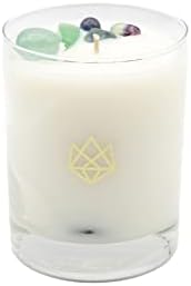 Aluminate Life Luxury Glass Jar Candle, 14.5 OZ, Focus - Fluorite Crystal Infused - Scents of Orange, Ginger, Ylang-ylang, & Lavender - Awareness, Mental Order, & Clarity - Coconut Wax Blend