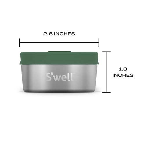 S'well Conjunto de dois mini recipientes de aço inoxidável, 59 g, forro de prata Sky e Matcha, estr