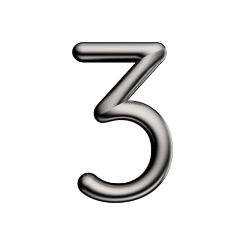 Sweet by Ultion Stainless Steel Door Numbers '3' - 3.5inch height - Self Adhering, No Drilling or Screwing Required Cover