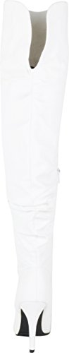 Cambridge Select Women's Closed Almond Toe Slouch Over The Knee Thigh High Stiletto High Heel Boot,7.5 B(M) US,White Pu
