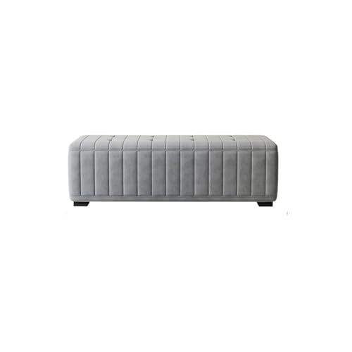 YHdtUO Bench Bed End Bench with Storage Upholstered in Gray Fabrics for Bedroom and Living Room Large Storage Bench with Safety Hinge 100 * 45 * 45Cm Dimensions,Gris-1D x 1W x 1H cm