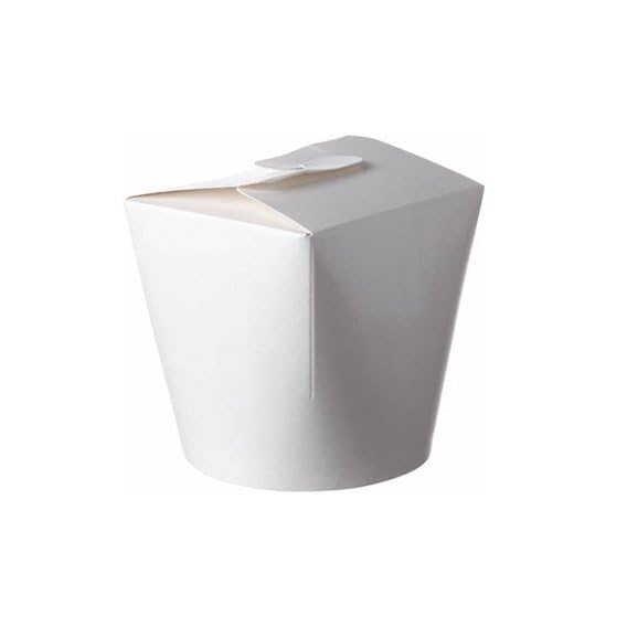 Lot de 50 boîtes en carton blanc Pasta Box 480ML - Pâtes Nouilles Plat cuisinés - Idéal vente à emporter