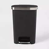 WZZXSA Plastic Locking Lid Step Trash Can Black，Commercial/Kitchen Step Trash Can
