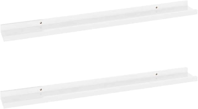 vidaXL 2x Wall Shelves Hanging Display Racks Floating Shelves Ledges Home Furniture Decoration Living Room High Gloss White 80x9x3 cm