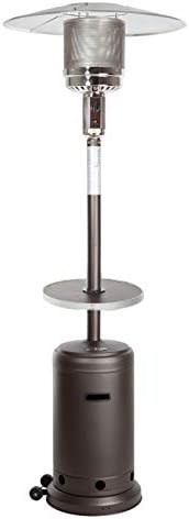 Golden Flame Outdoor Propane Patio Heater | 46,000 BTU | XL-Series | Anti-Tilt and Safety Shut-Off | Residential and Commercial | Includes Drink Table and Wheels | Matte-Mocha