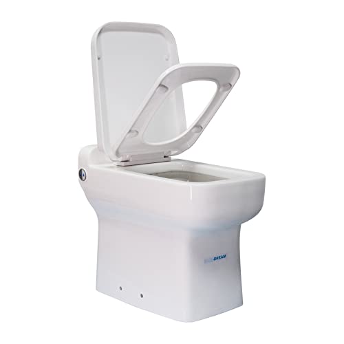 Dual-Flush Upflush Toilet For Small Space,4/5Hp Electric Remote Control One-Piece Macerating Toilet Built In 600Watt Macerator Pump For Basement Toilet System, Connect The Sink #TOP4