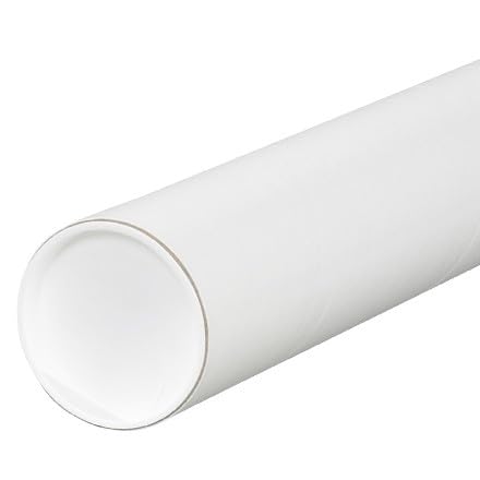 Genérico Pack 16 tubos de carton blanco 7,6x100cm con tapas incluidas, ideal para envios, portadocumentos, portaplanos.