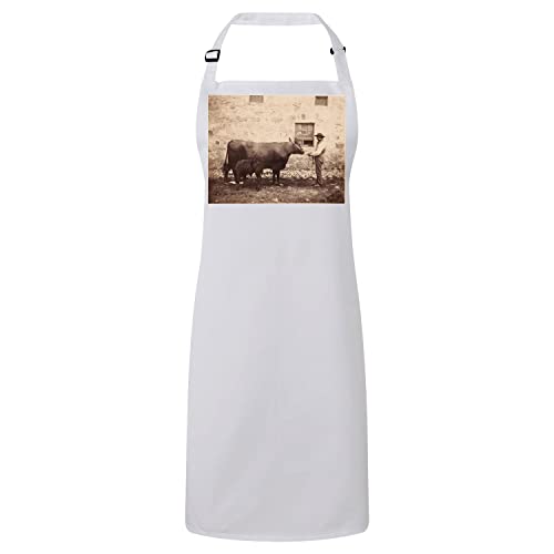 Tablier cuisine premium blanc au design sépia fermier original