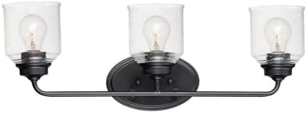 Maxim Acadia-Bath Vanity Light-Bell Shaped Glass Shades-10.5 inches high-Black Finish-3 Bulb Count