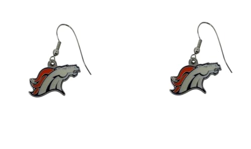 Pro Specialties Group NFL J Hook Dangle Earrings, Small, Team Colors (Denver Broncos Logo J Hook Earrings)