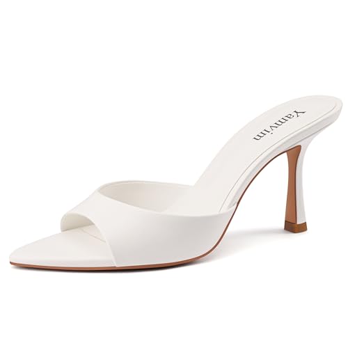 Image of Heel Mules for Women Pointed Open Toe High Heel Sandals
