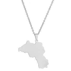 Kurdistan Map Shaped Pendant Necklace Trendy Country Territory Necklace Unisex Women Men Neck Chain Silver/Gold