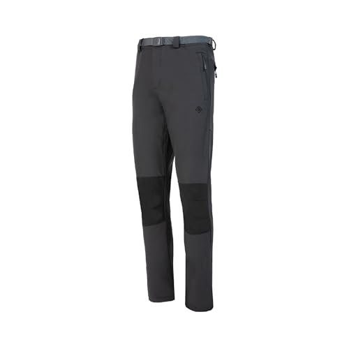 Izas - Pantalón de Senderismo para Hombre - Pantalón Trekking Impermeable y con Bolsillos de Cremallera - Bajo Ajustable Que Protege del Frío - Secado Rápido - Chamonix FW Carbón y Negro - L