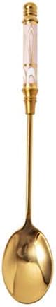 Dinner Spoon Set Stainless Steel Coffee Spoon Ceramic Long Handle Spoon Sterling Spoon Gold Plated Dessert Spoon Brilliant Dinner Spoon/Soup ladle (Color : E) (J)