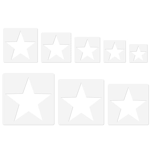 Large Star Stencil Set, 8 PCS Reusable Plastic Templates in Different Sizes, 5 Point Stencils for Painting, Spray, Fabric, Wall, Paper, Crafts, DIY Home Decoration
