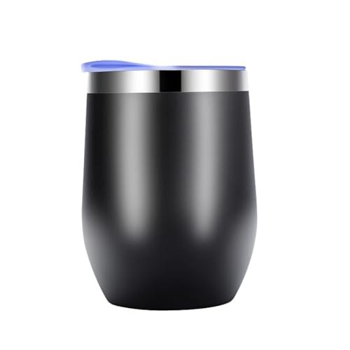 Bicchiere A Guscio D Isolante A Doppio Strato In Acciaio Inossidabile per Vino Rosso Sottovuoto da Caffè con Coperchio Nero