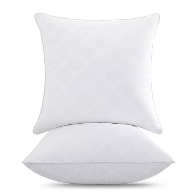Oubonun 18x18 Inches Pack of 2 Throw Pillows Inserts, White Square Cushion Inner Soft Fluffy Plump Stuffer Pillows Inserts for Sofa Bed Couch