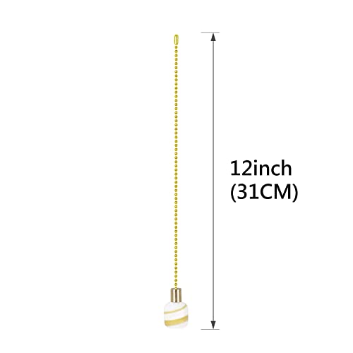 Image of Aspen Creative 20509-11, 12 inch Cream with Yellow Line Glass Knob with Pull Chain in Copper (1 Pack)