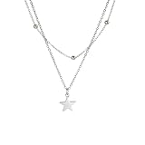 LHJHZDJC Gargantilla con colgante de estrella pequeña, collar de cadena de cuentas de doble capa para mujer, joyería estética, gran regalo para ella y él
