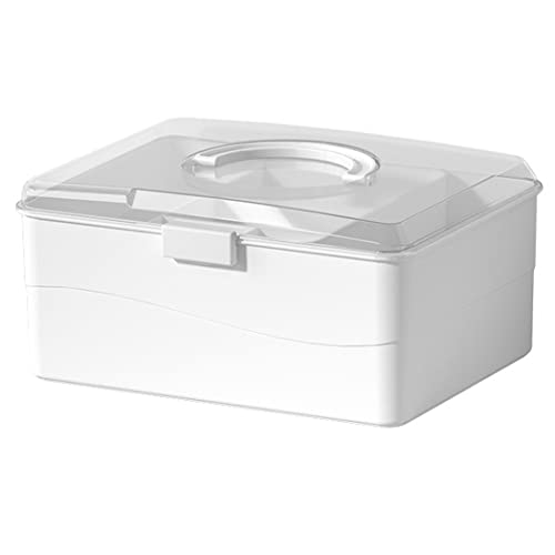 ZESLIV Medicinlåda med bärhandtag, första hjälpen resväska medicinlåda medicinlåda av ABS husapotekslåda medicinväska förvaringslåda vit 31 x 24,5 x 14,5 cm