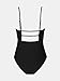 CUPSHE Women's One Piece Swimsuit Square Neck Cutout Back Tummy Control Adjustable Straps Striped Swimwear, XL Black