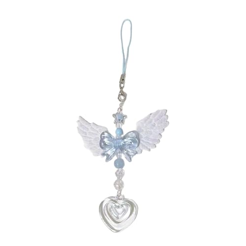Kobeleen Chaîne pendentif ange bleu mignon, accessoire personnalisé, décoration pendentif pour téléphone portable, clé, lanière de téléphone