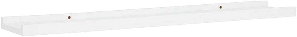 Superiore view of a single white shelf showing two keyhole mounting slots