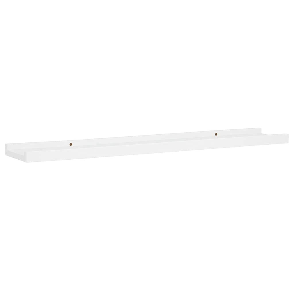 Mensole per Quadri 2 Pezzi, Scaffali da Parete in MDF Bianco, Mensola per Foto, Design a U con Bordo Anticaduta per Cornici e Decorazioni, per Soggiorno, Studio, Bagno, Cucina, 80x9x3cm