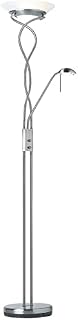 National Lighting Mother and Child Floor Lamp with Adjustable Reading Light & Dimmer Switch - Intertwined Uplighter Floor Lamp Father and Son Lamp - Satin Chrome Finish - R7s/G9 Bulbs (Not Included)