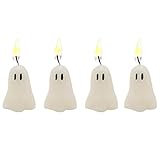 itechpanda 4 PCS Halloween Ghost Candles, Novelty Votive Candles for Fall Decor, Spooky Goth Gifts for Party Decor