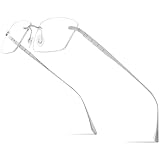 FONEX Titanium Glasses Frame for Men,Square Eyewear Full Optical Eyeglasses F85641 (8555 Silver)