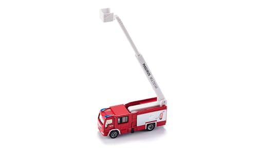 siku 1749, Magirus Multistar TLF Voiture de Pompiers avec Bras Télescopique et Échelle Extensible, 1:87, Métal/Plastique, Rouge/Blanc, Echelle Extensible
