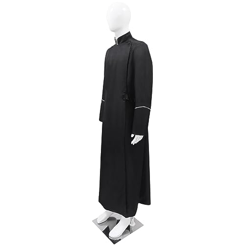 Men's Cassock Choir Cassock Minister Robe Clergy Pulpit Liturgical Church Robe Black2